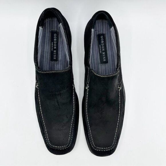 Gordon Rush Black Suede Slip-On Italian Loafer Striped Lining Work Casual Sz 11‎ main image 9